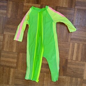 Sunsuit Long Sleeve Romper Swimsuit in Neon Green/Yellow